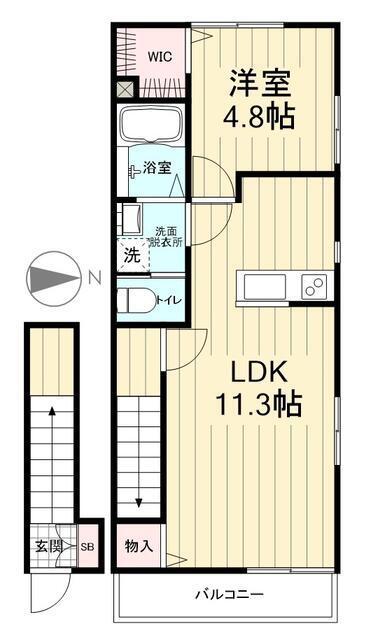 イーストアイリス(1LDK/2階)の間取り写真
