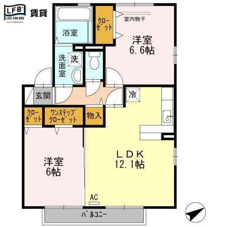 スターパレス下松 ヘラクレス館(2LDK/2階)の間取り写真