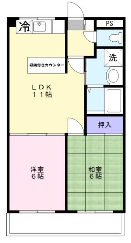 グリーンヒル・カトウ(2LDK/3階)の間取り写真