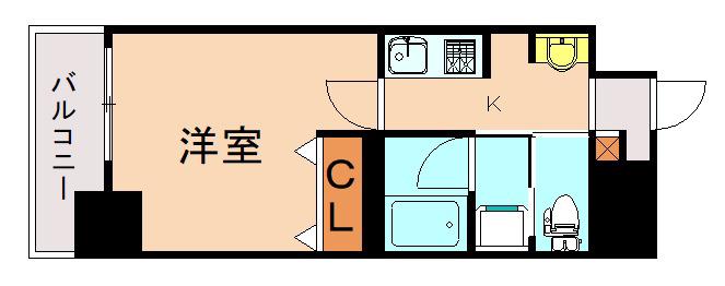 レブリアント大橋南(1K/3階)の間取り写真