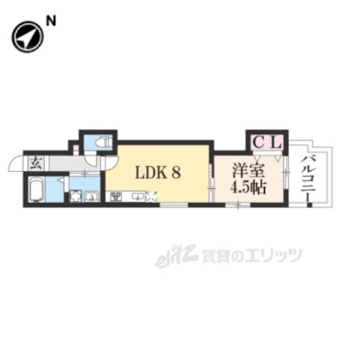 プライベートレジデンス山科御陵(1LDK/2階)の間取り写真