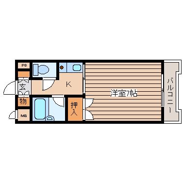 ドミール石川(1K/2階)の間取り写真
