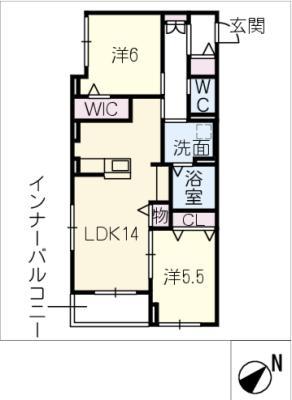 CASA花園II(2LDK/3階)の間取り写真