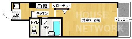 鴨川ウエスト(1K/3階)の間取り写真