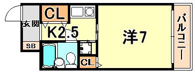 メゾン・ド・六甲パートIII(1K/4階)の間取り写真