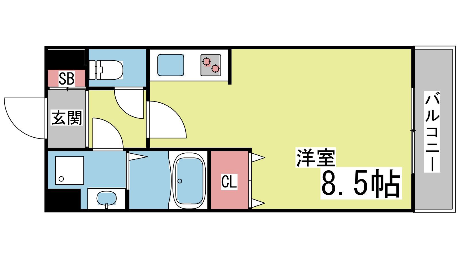 ラウル六甲道(1K/3階)の間取り写真