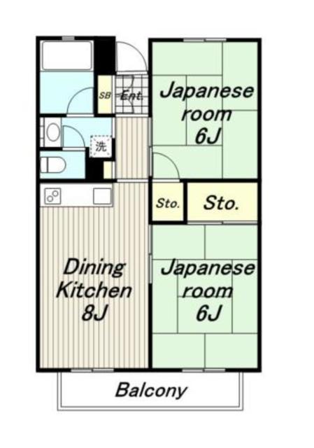 グリーンコーポ金田8号棟(2LDK/2階)の間取り写真