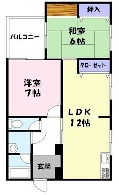 ラフェスタ河崎(2LDK/3階)の間取り写真