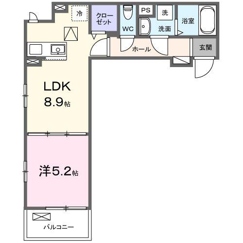 ヒカルサ東川口サウス(1LDK/1階)の間取り写真