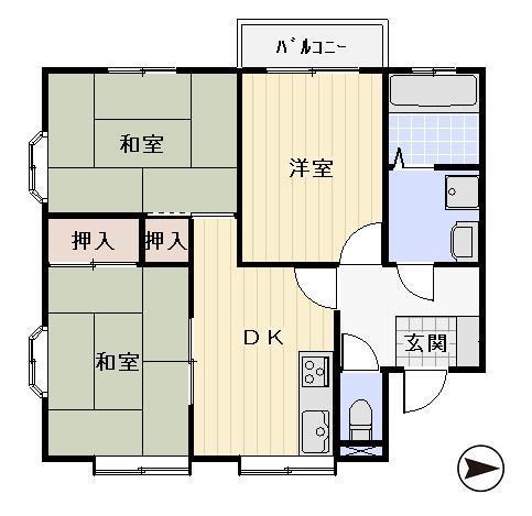 コーポ藤(3DK/1階)の間取り写真