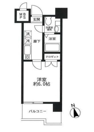 ドゥーエ川口(1K/1階)の間取り写真