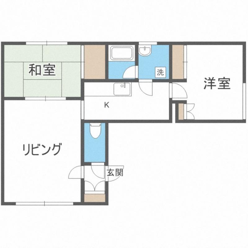 ファミール月寒(2LDK/2階)の間取り写真