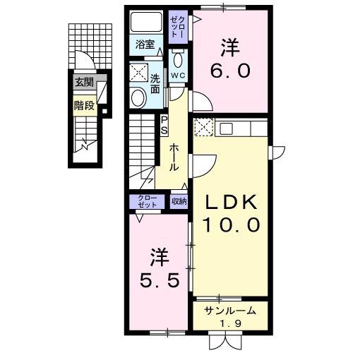 グリーン・フィールズNW(2LDK/2階)の間取り写真