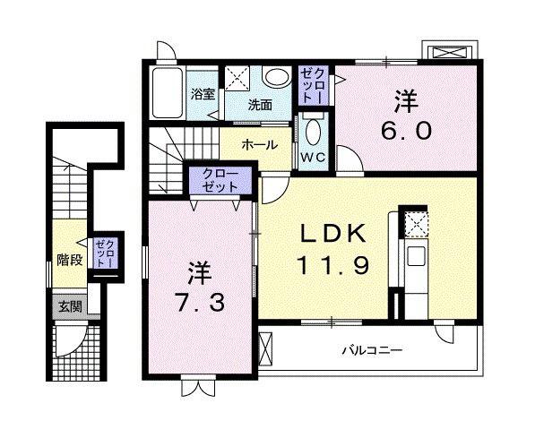 カレント 湘南(2LDK/2階)の間取り写真