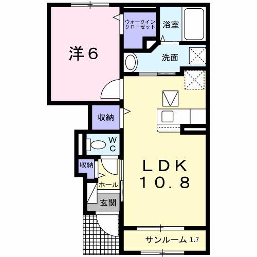 コースト・アベニューII(1LDK/1階)の間取り写真