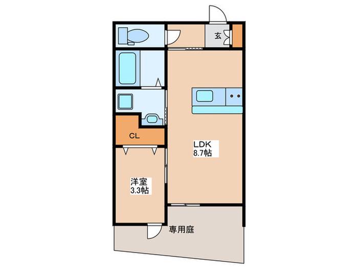 スペリオーレ二日市(1LDK/1階)の間取り写真