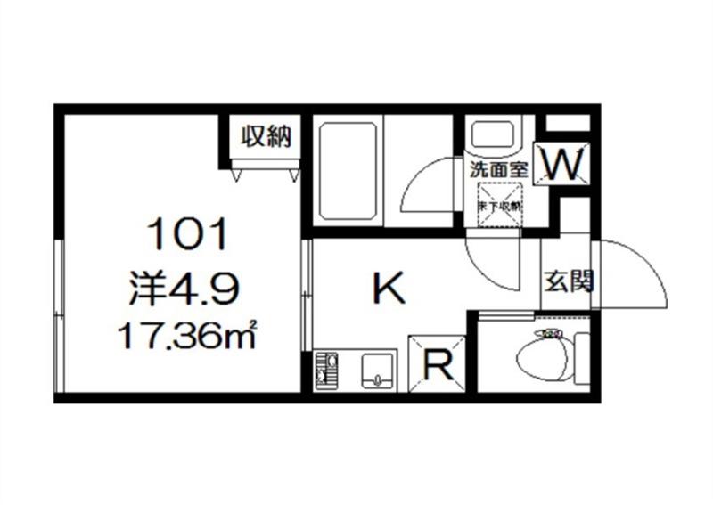 フェリーチェ阿佐ヶ谷P(1K/1階)の間取り写真