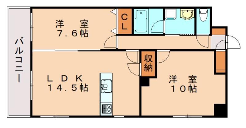 カルカソンヌ(2LDK/9階)の間取り写真