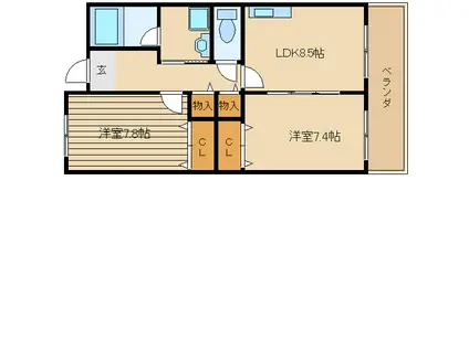 コージーコート喜連西(2LDK/1階)の間取り写真