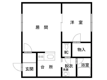 グランディールIII(1LDK/2階)の間取り写真