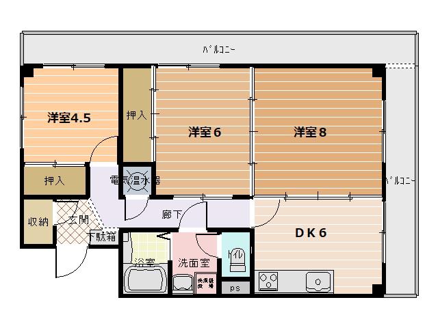 桜ケ丘ハイツ(3DK/3階)の間取り写真