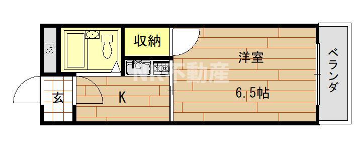 菱屋西ロイヤルハイツ(1K/1階)の間取り写真