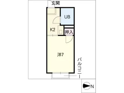 フロイデ南分(1K/2階)の間取り写真