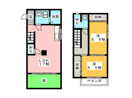 FRIEND SQUERE(2LDK/1階)の間取り写真