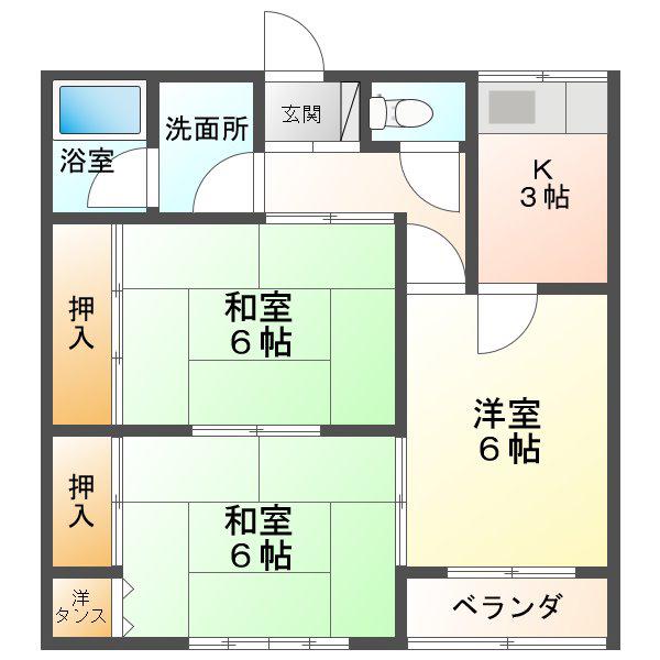 コーポ徳差(3K/2階)の間取り写真