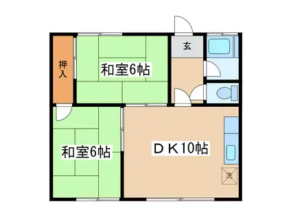 コダマハイツ1(2DK/1階)の間取り写真