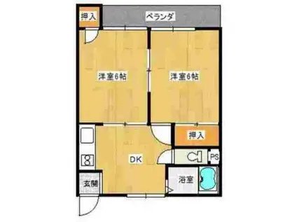 宇品栄能マンション(2DK/2階)の間取り写真