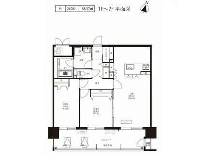 ニューガイア水前寺NO.54(2LDK/6階)の間取り写真