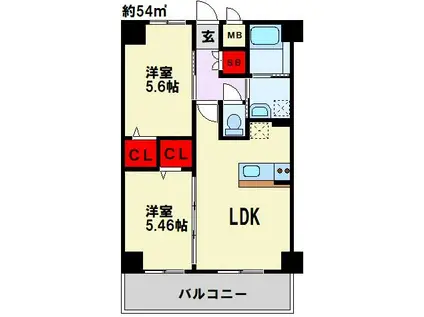 エミネント水巻駅前(2LDK/2階)の間取り写真