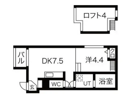 サンハイツ拓(1LDK/1階)の間取り写真
