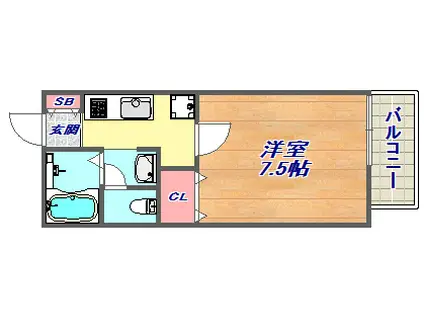 エトワール六甲(1K/1階)の間取り写真