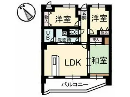 カーサ古江(3LDK/2階)の間取り写真