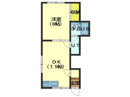 コーポ泉州(1DK/3階)の間取り写真