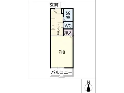 αアパートメント(1K/2階)の間取り写真