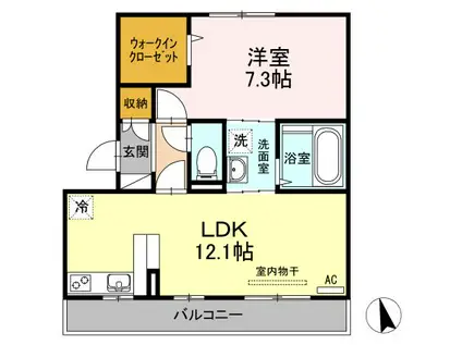 ハイツ田中III(1LDK/3階)の間取り写真