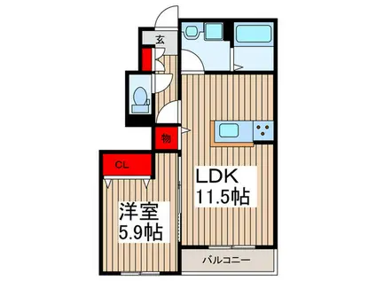 ディ・コトーネI(1LDK/1階)の間取り写真