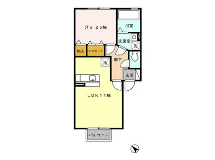 やまと平面(1LDK/2階)の間取り写真