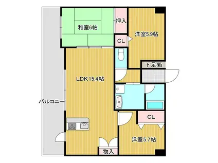 ラフォーレ諏訪野セントレ 703(3LDK/7階)の間取り写真