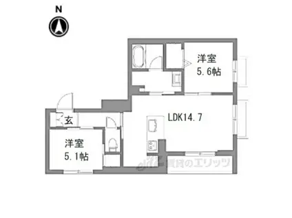 シャーメゾン六条荘(2LDK/3階)の間取り写真