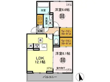 D-ROOM幕張本郷7丁目 A棟(2LDK/1階)の間取り写真