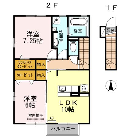 コンフォート泉(2LDK/2階)の間取り写真