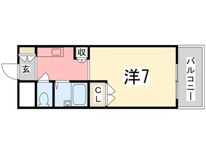 ラポール(ワンルーム/2階)の間取り写真