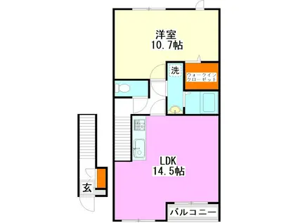 クレールB(1LDK/2階)の間取り写真