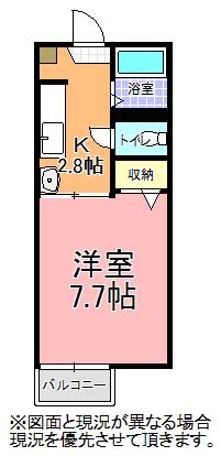 シャルム上水戸 B棟(1DK/2階)の間取り写真