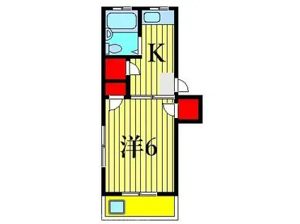 ソルトハイム(1K/2階)の間取り写真
