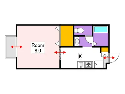 メルベーユ青江(1K/2階)の間取り写真